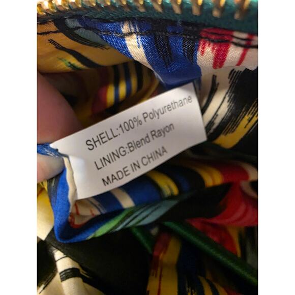 NWOT Joy Iman Green Women's Purse Stylish Hand Bag Rainbow Lining Bold Classy - Picture 5 of 8